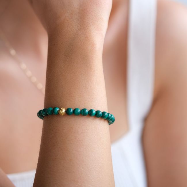 Bracelet Conta de Viana en Or 19,2 Carats avec Malachite 