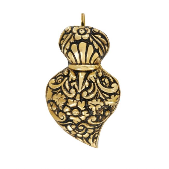 Pendentif Coeur Baroque de Viana XL en Argent Plaqué Or 