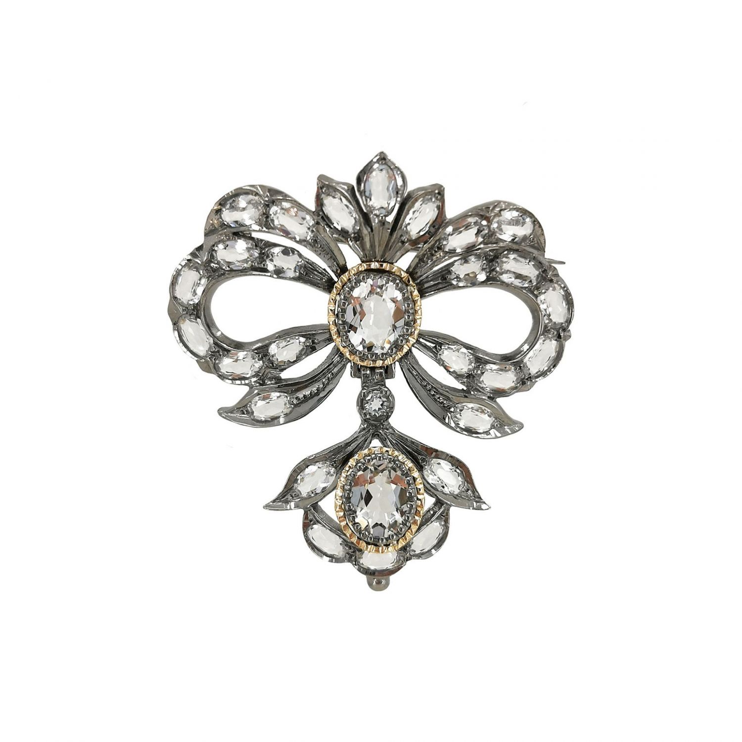 Brooch Rock Crystal in Silver and Gold - Portugal Jewels