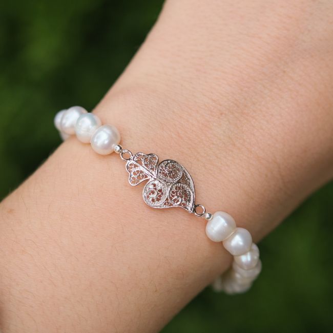 Bracelet Coeur de Viana en Argent et Perles 