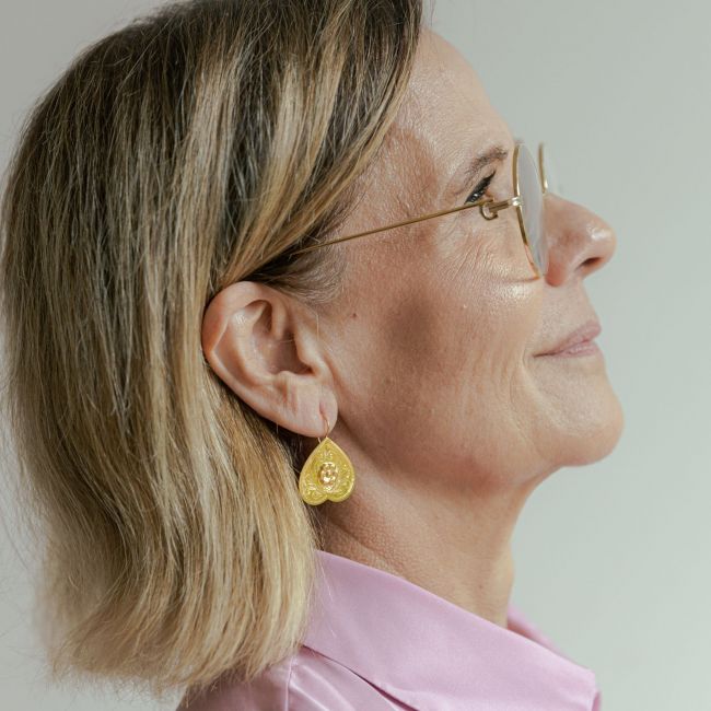 Pendientes Rosa Amélia de Plata Bañada en Oro 