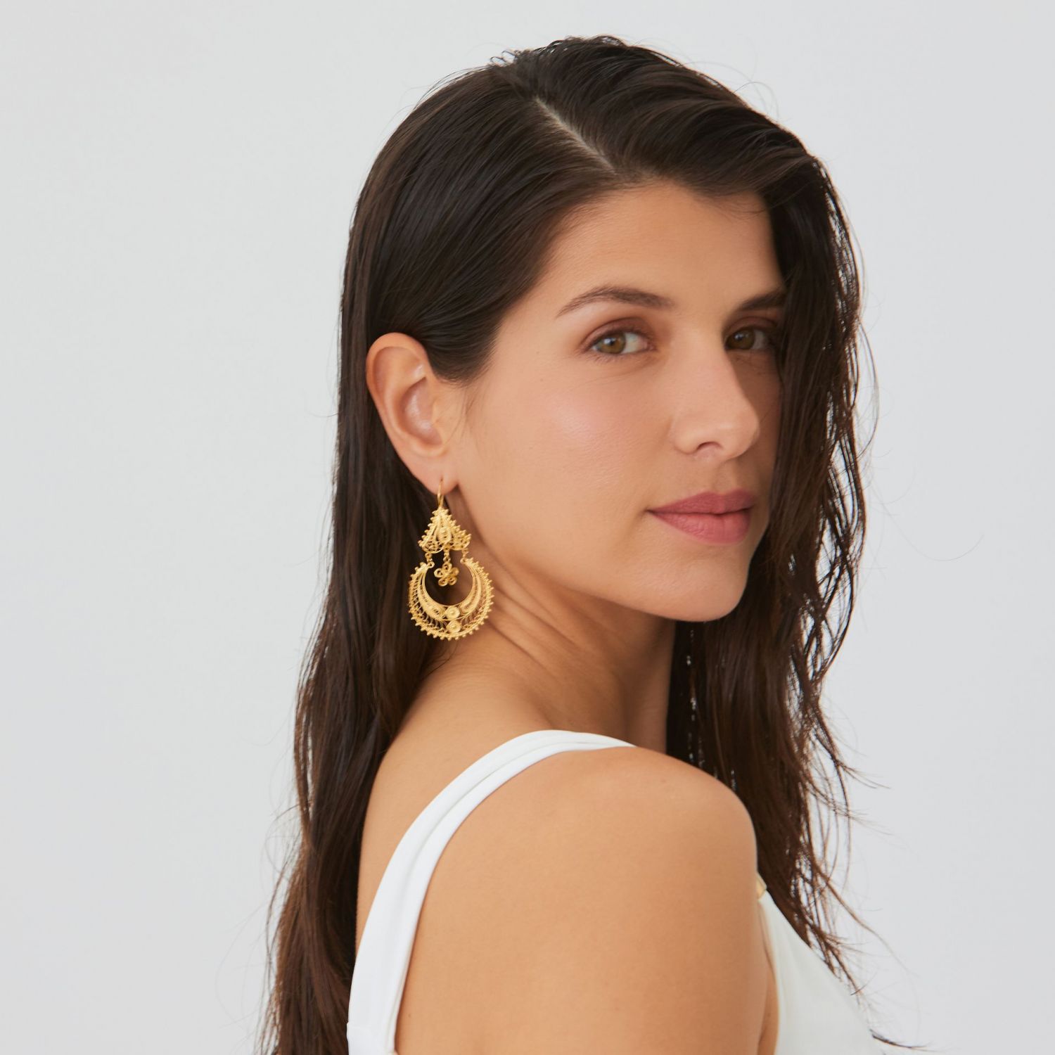 Earrings Arrecadas Ciclo in Gold Plated Silver 