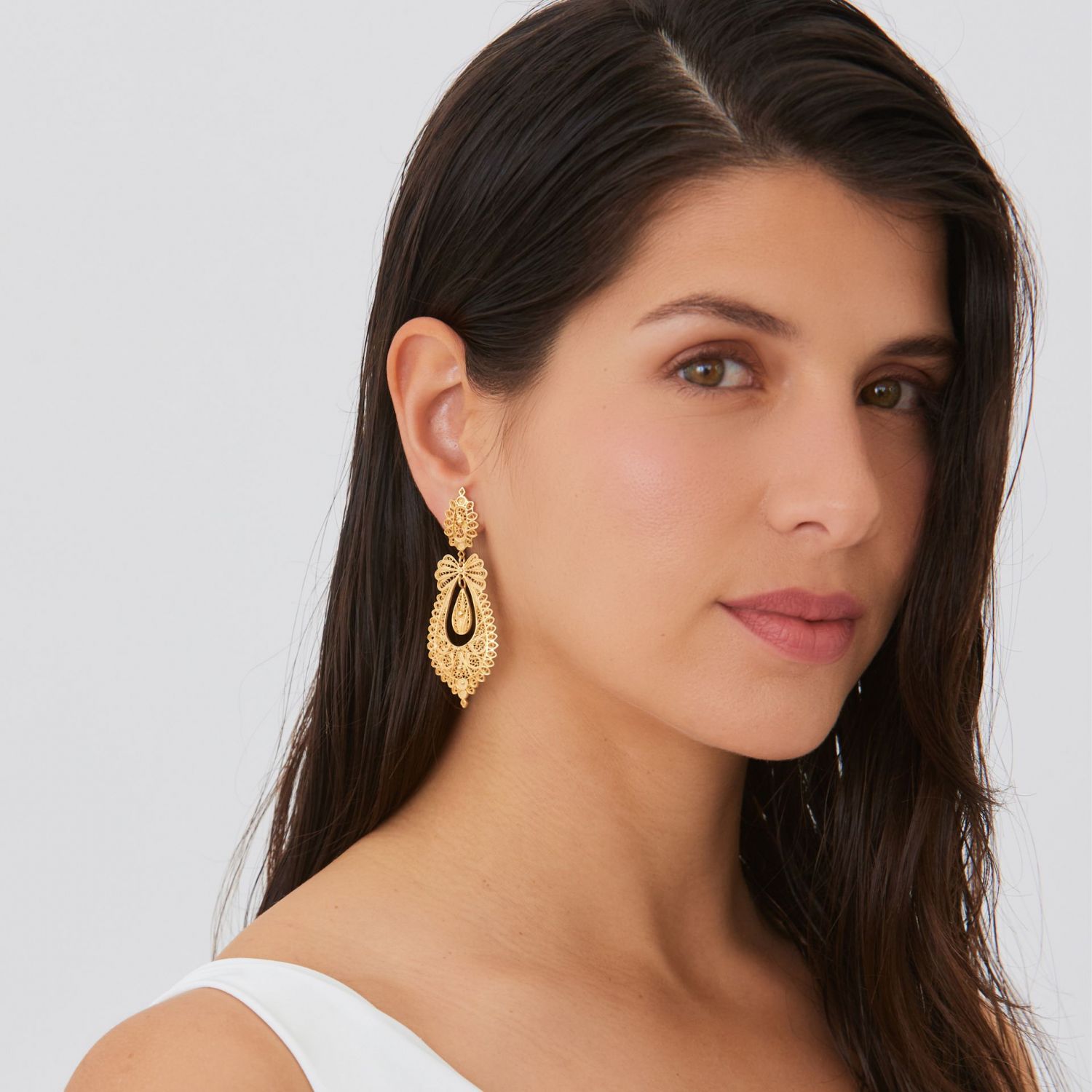 Earrings Princess Icon in Gold Plated Silver 