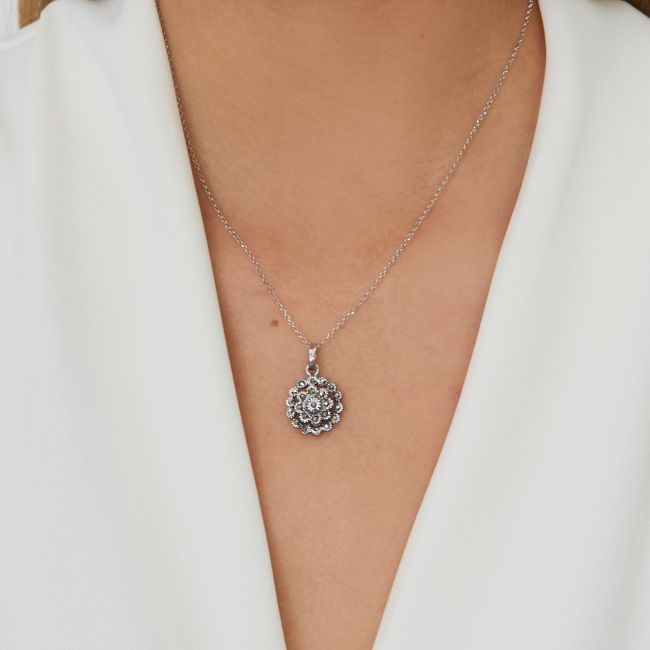 Collier Pomme de Pin avec Marcassites en Argent 