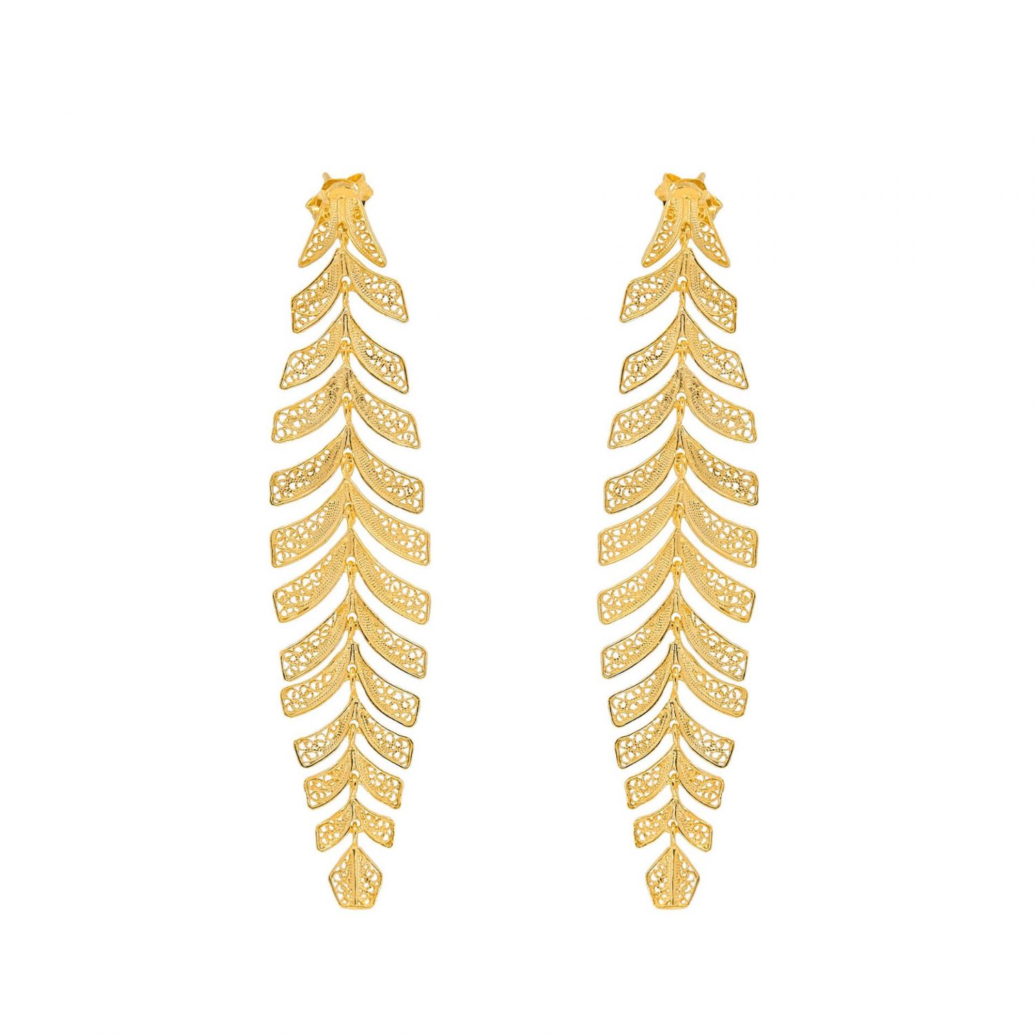 Earrings Palm Tree in Gold Plated Silver 