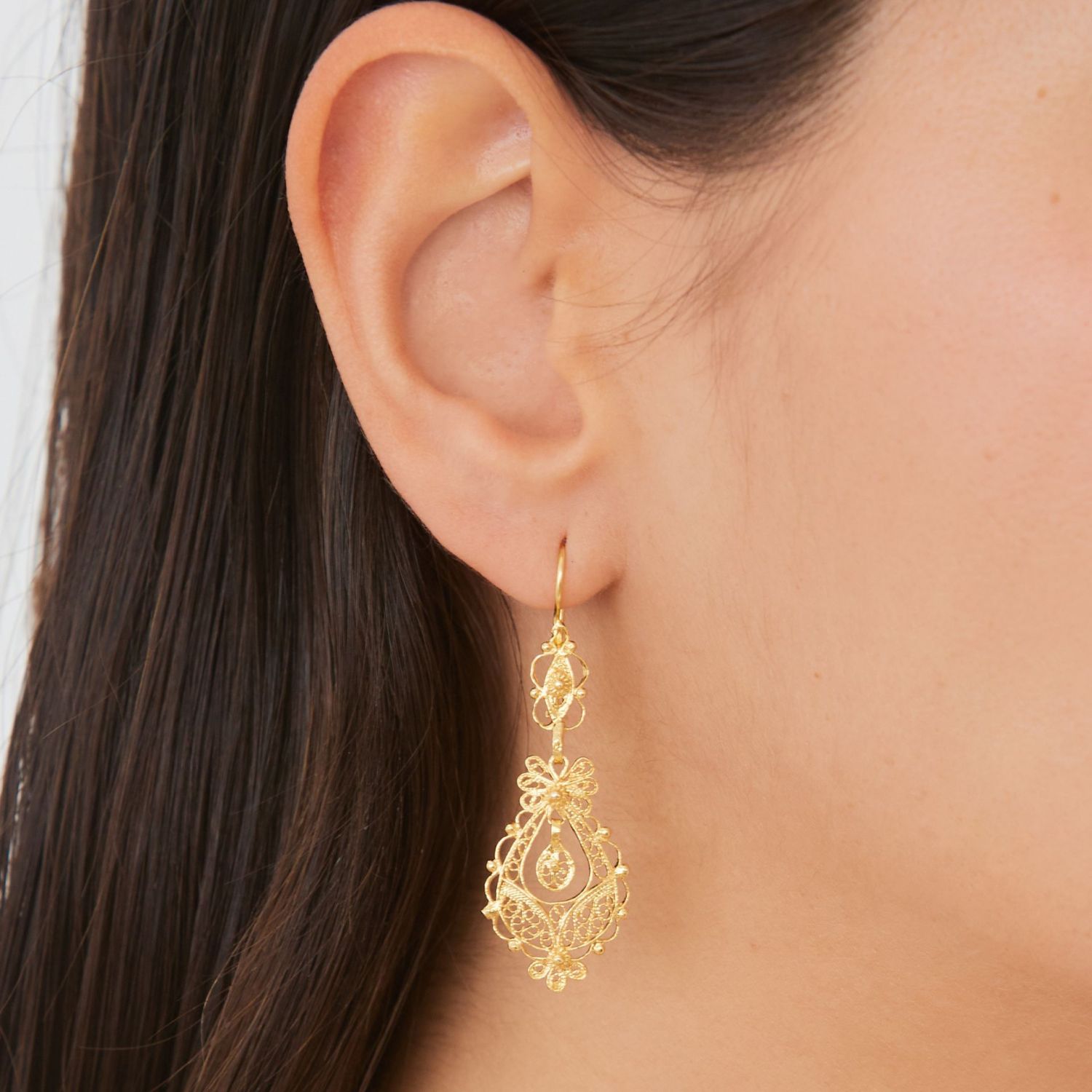 Earrings Princess in Gold Plated Silver 