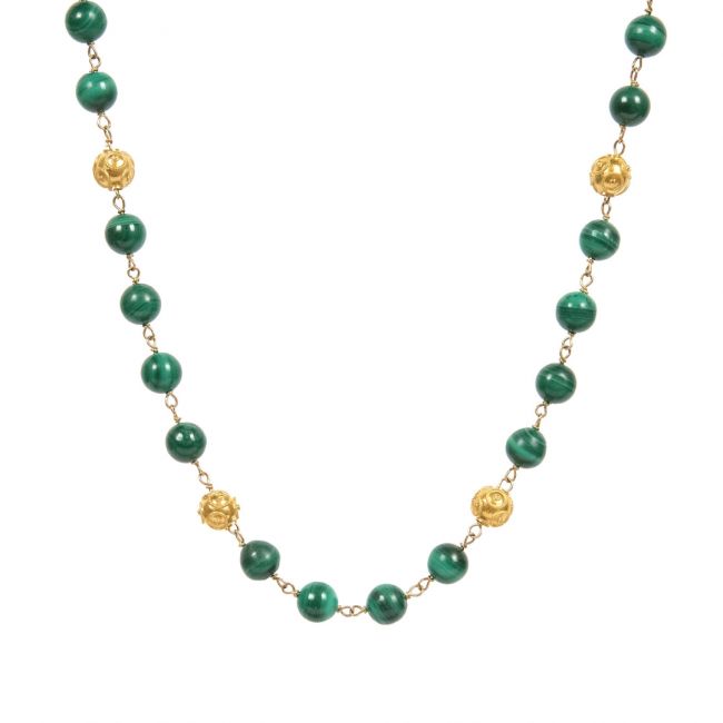 Collier Contas de Viana en Or 19,2 Carats avec Malachite 