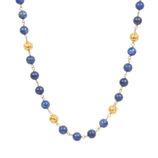 Collier Contas de Viana en Or 19,2 Carats avec Lapis Lazuli 