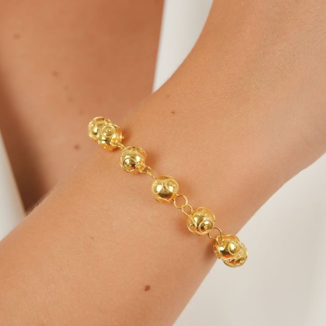 Pulsera Contas de Viana de Plata Bañada en Oro 