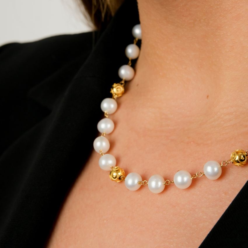 Collier Contas de Viana en Or 19,2 Carats avec perles 