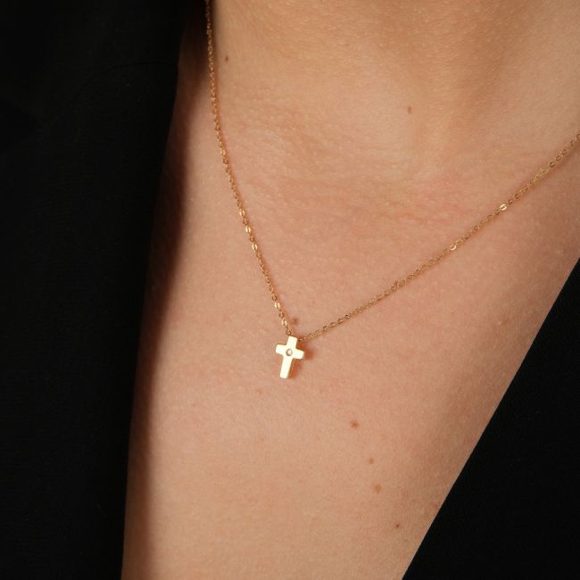 Collier Croix avec Diamant en Or 19,2 Carats 