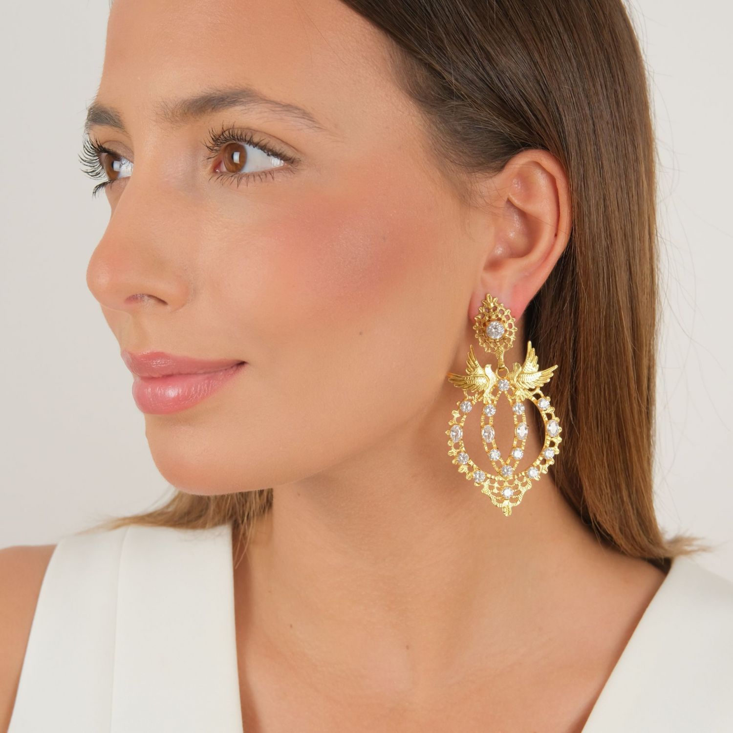 Earrings Queen Dove in Gold Plated Silver 