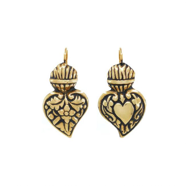 Boucles d'Oreilles Coeur Baroque de Viana en Argent Plaqué Or 