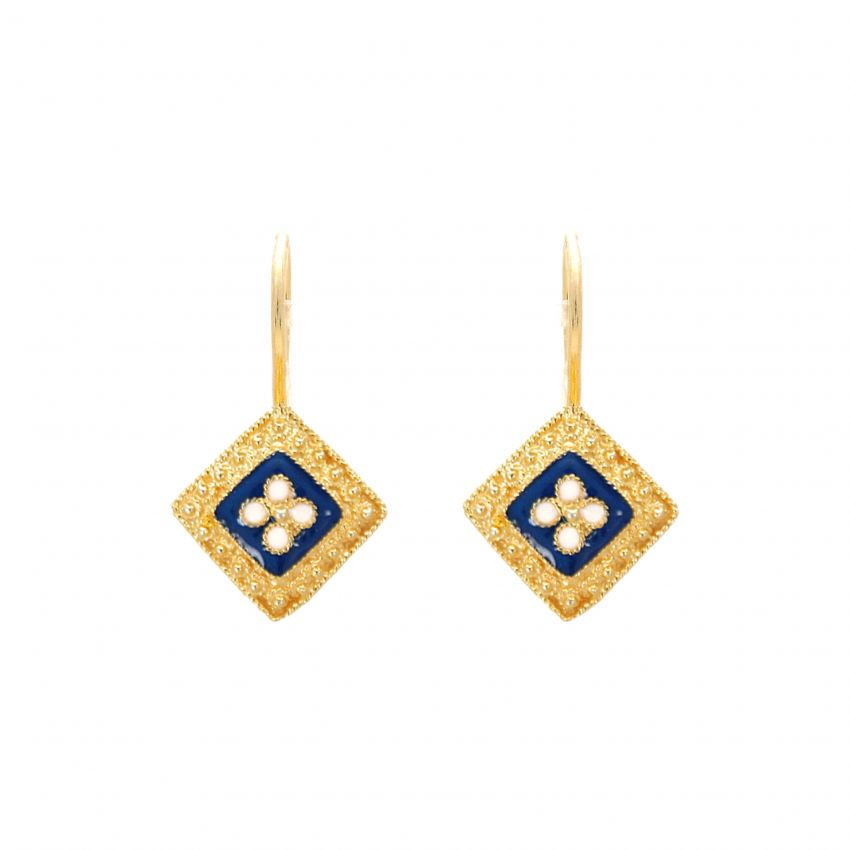 Earrings Rhomb Caramujo in Gold Plated Silver 