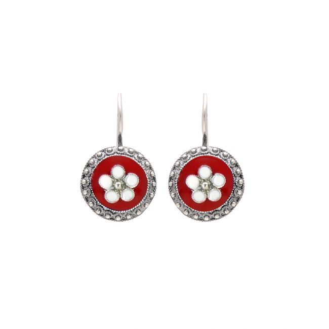 Boucles d'Oreilles Caramujo Rouge en Argent 