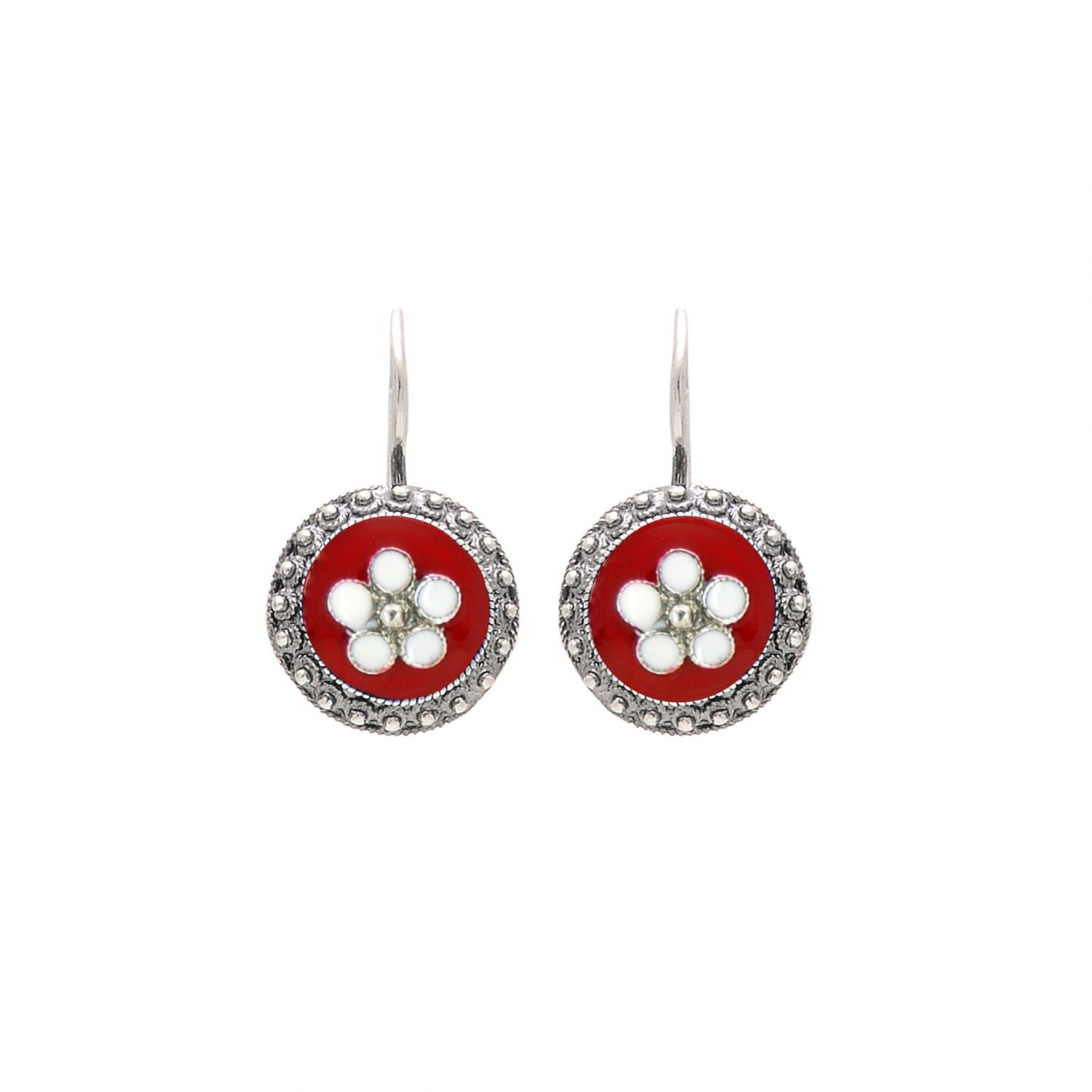 Earrings Red Caramujo in Silver 