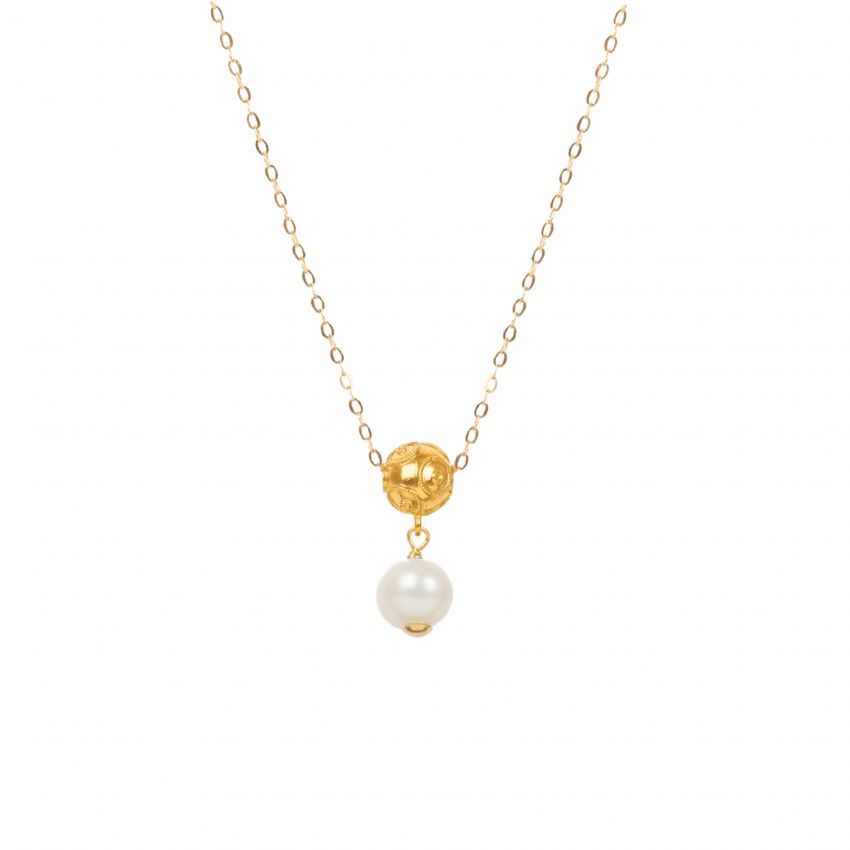 Necklace Viana's Conta in 19,2Kt Gold with Pearl 