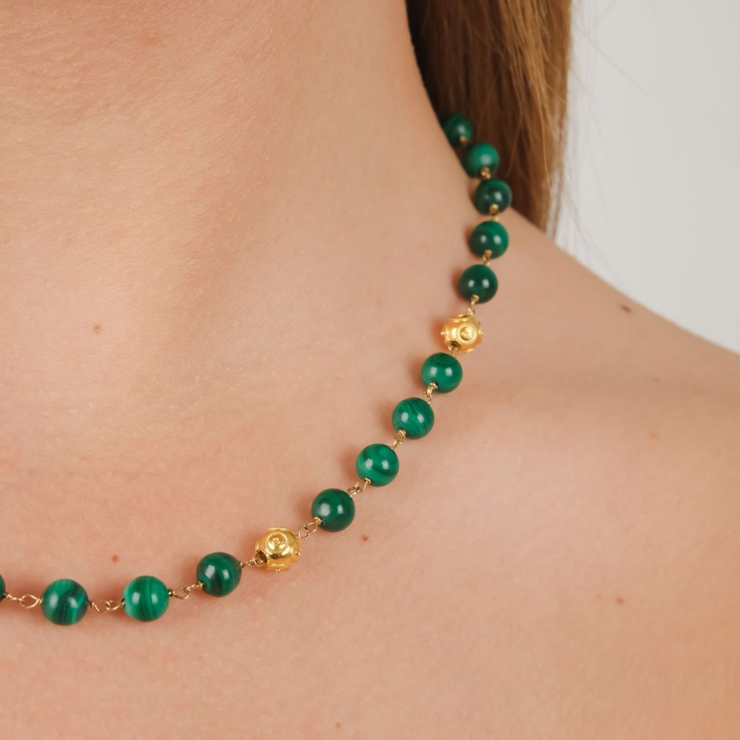 Parure Contas de Viana en Or 19,2Kt avec Malachite 