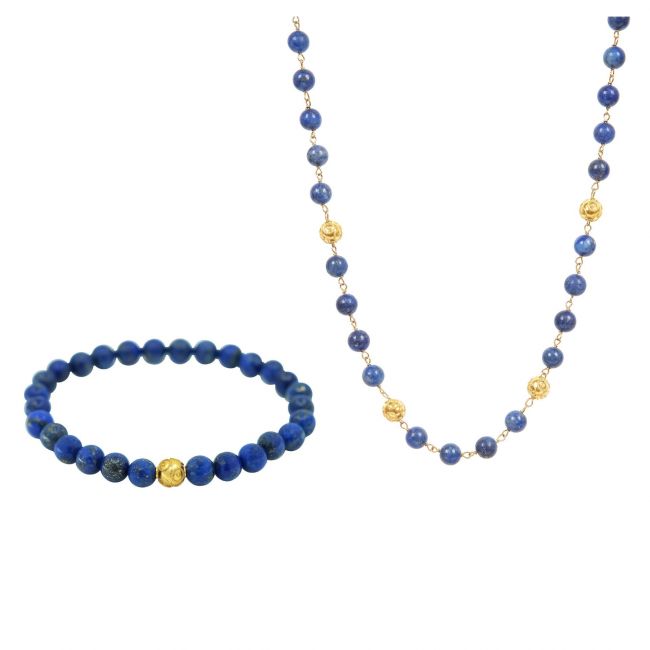 Parure Contas de Viana en Or 19,2Kt avec Lapis Lazuli 