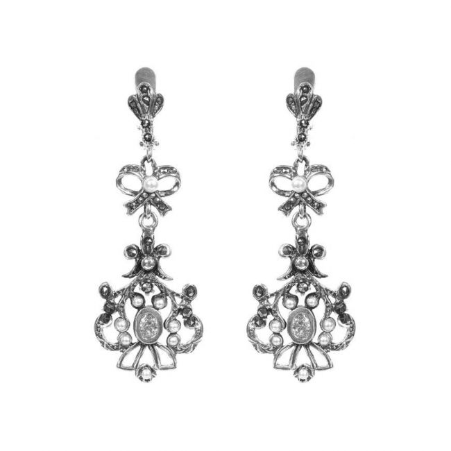 Pendientes Catarina con Marcasitas y Perla de Plata 