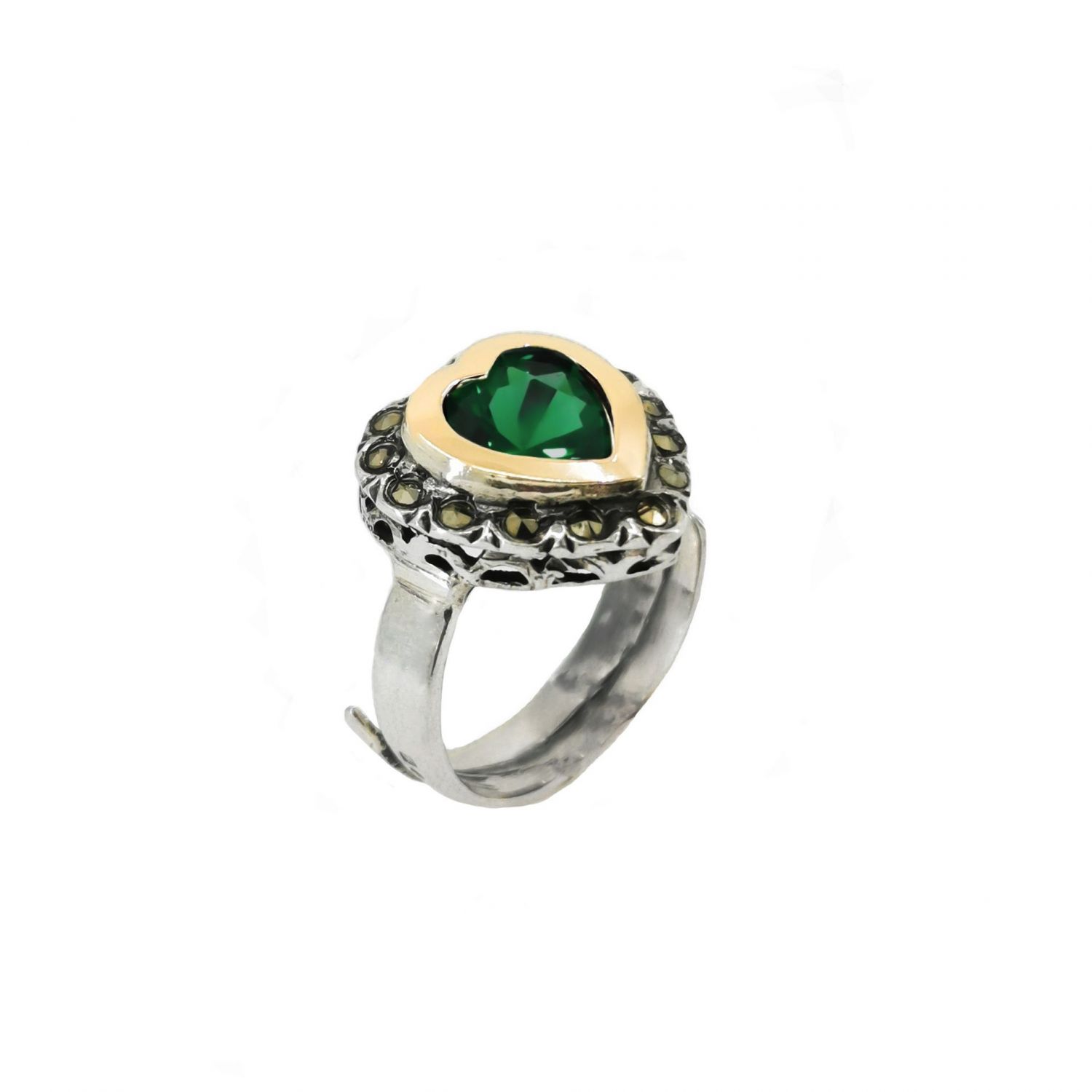 Ring Vintage Green in Silver and Gold 