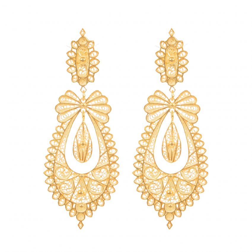Earrings Princess Icon in Gold Plated Silver 