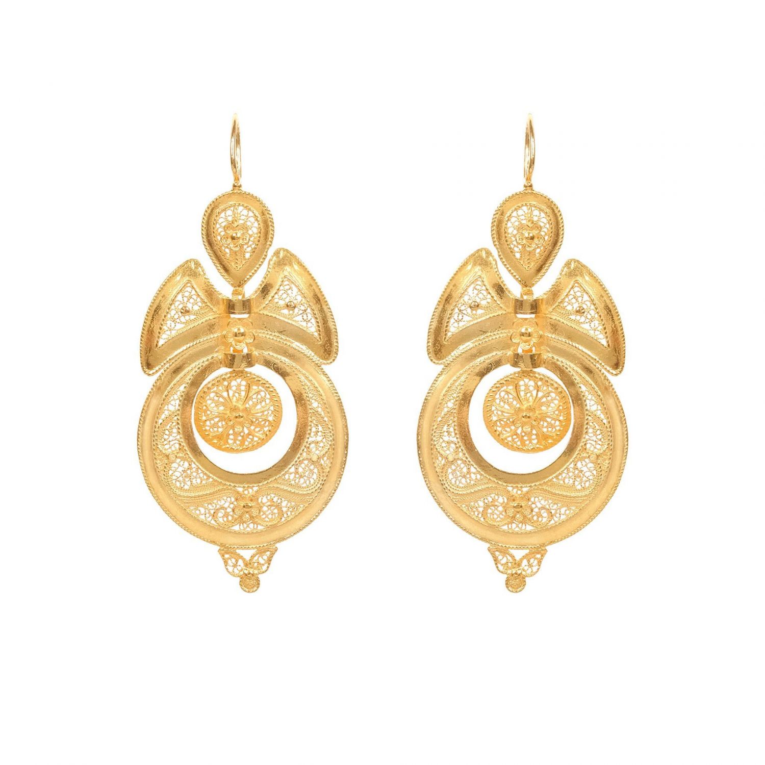 Queen Earrings in Filigree in Gold Plated Silver 