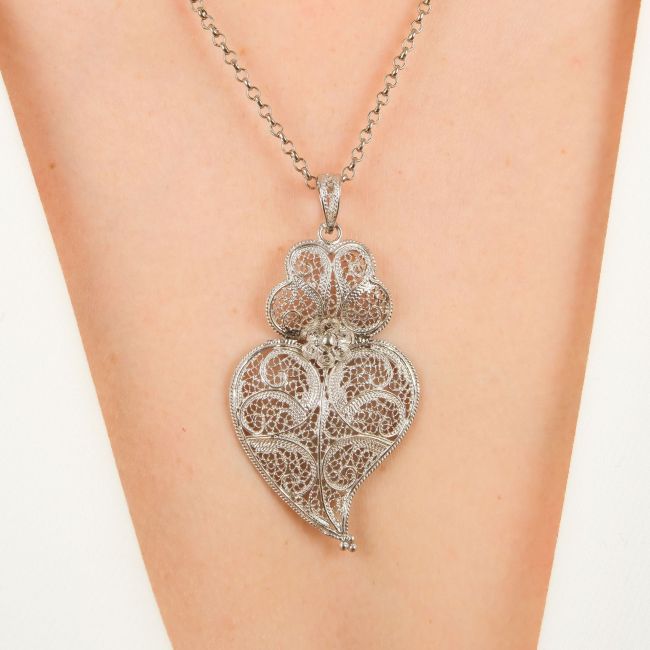 Collar Corazón de Viana 5,5cm de Plata 