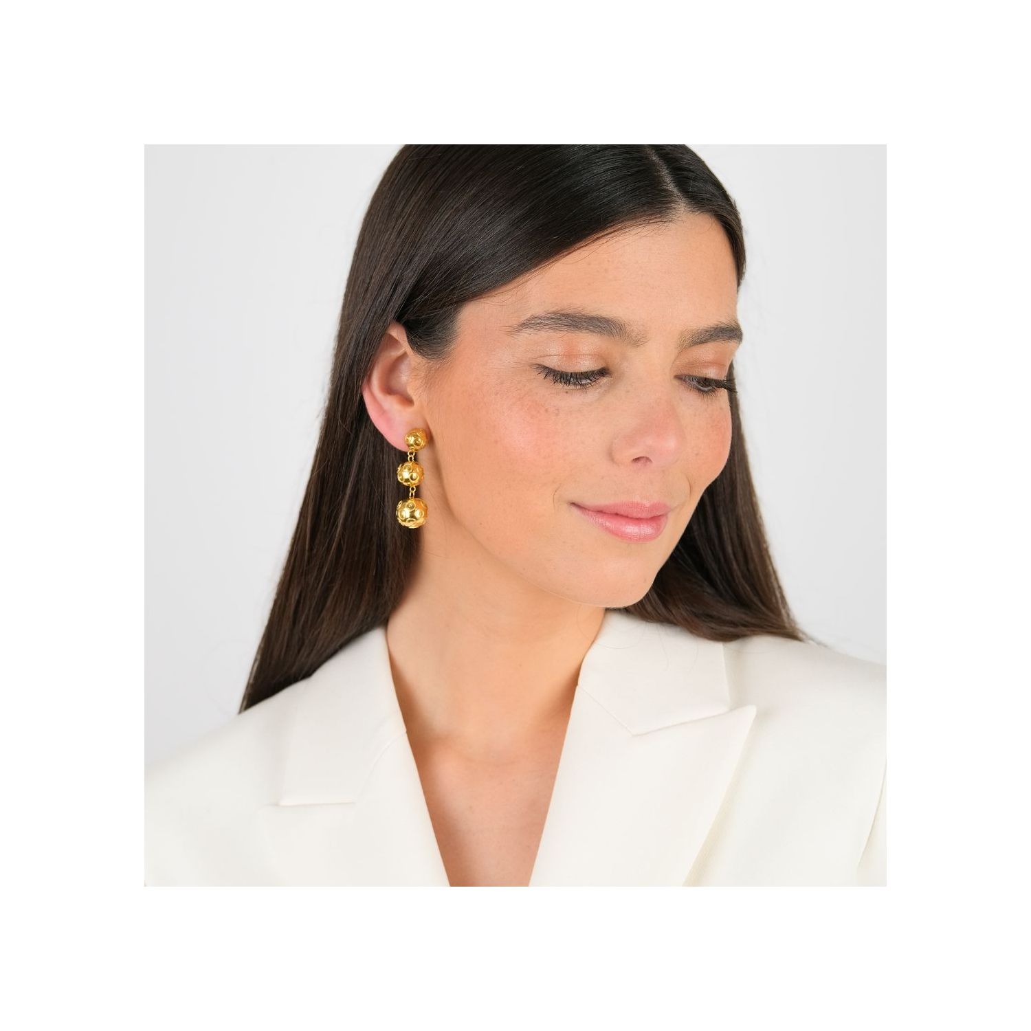 Earrings Three Viana’s Conta in Gold Plated Silver 