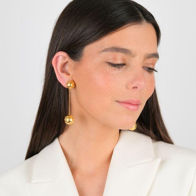 Earrings Two Viana’s Conta in Gold Plated Silver