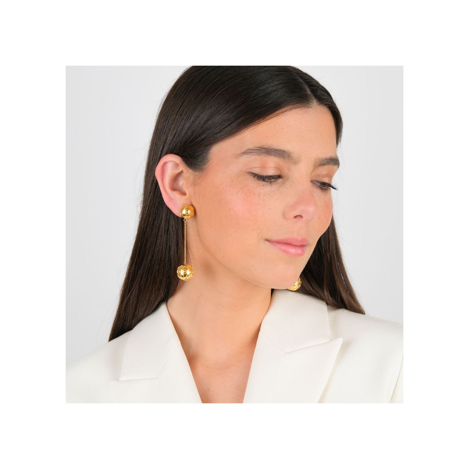 Earrings Two Viana’s Conta in Gold Plated Silver 