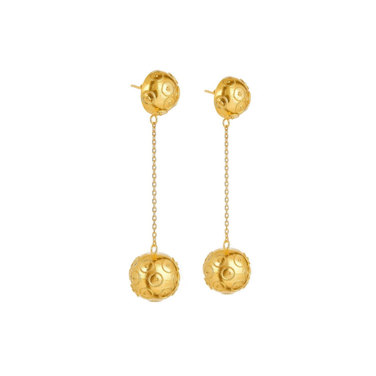 Earrings Two Viana’s Conta in Gold Plated Silver 