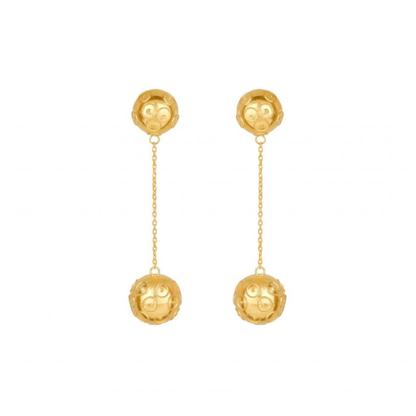 Earrings Two Viana’s Conta in Gold Plated Silver 