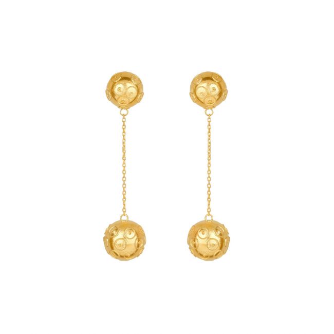 Earrings Two Viana’s Conta in Gold Plated Silver