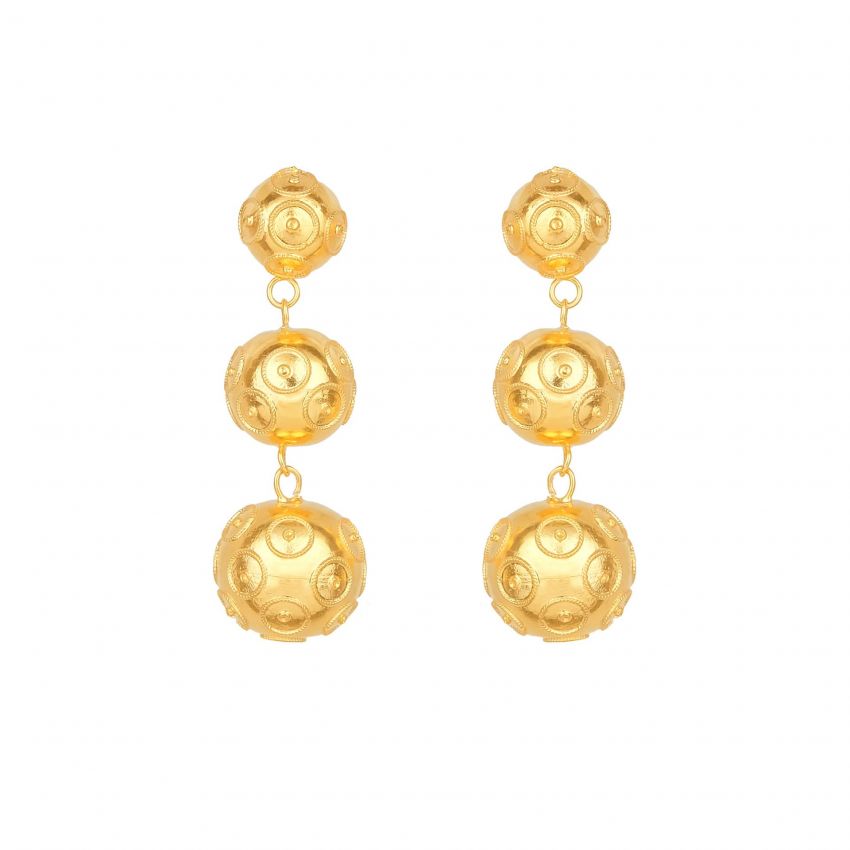 Earrings Three Viana’s Conta in Gold Plated Silver 
