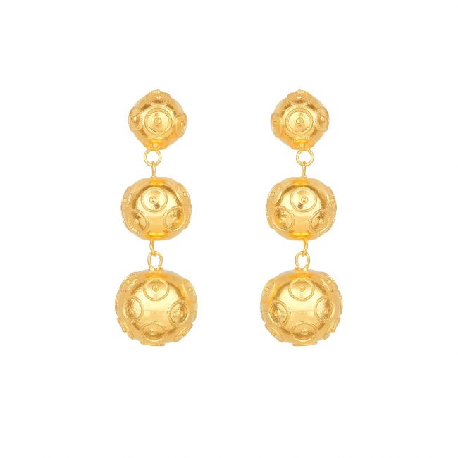 Earrings Three Viana’s Conta in Gold Plated Silver