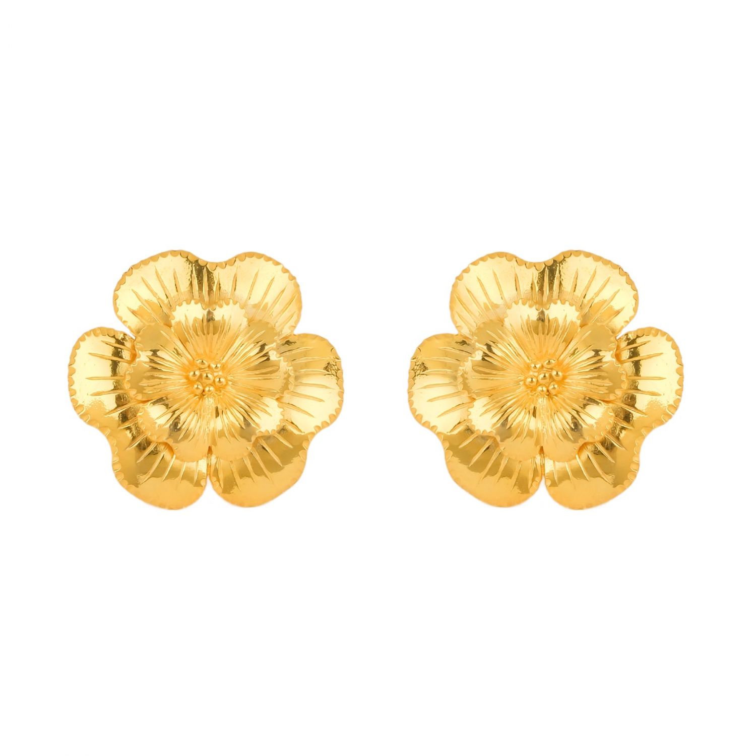 Earrings There Goes the Flower of Amália in Gold Plated Silver 