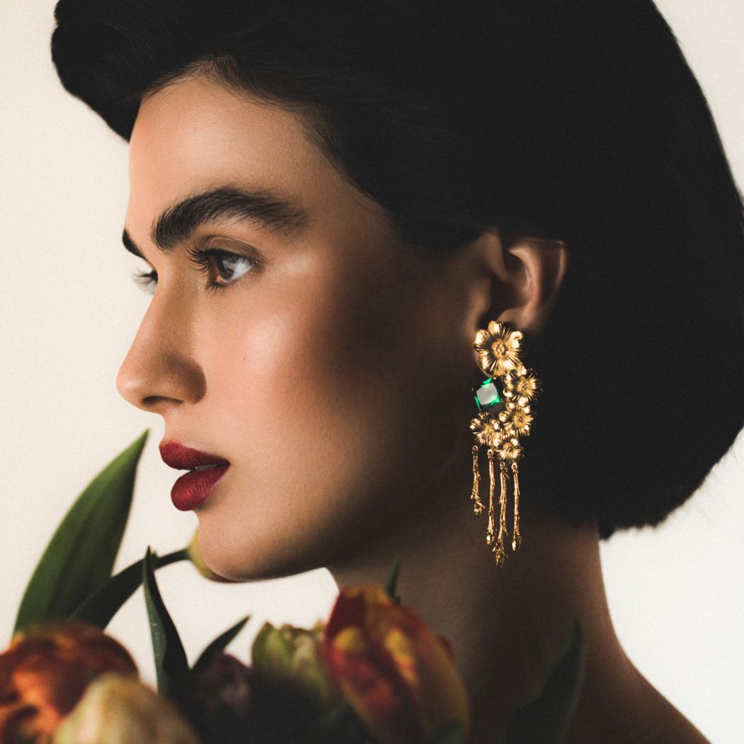 Earrings Amália Flower in Gold Plated Silver