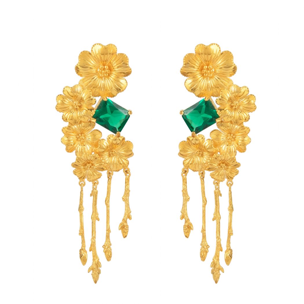 Earrings Amália Flower in Gold Plated Silver 