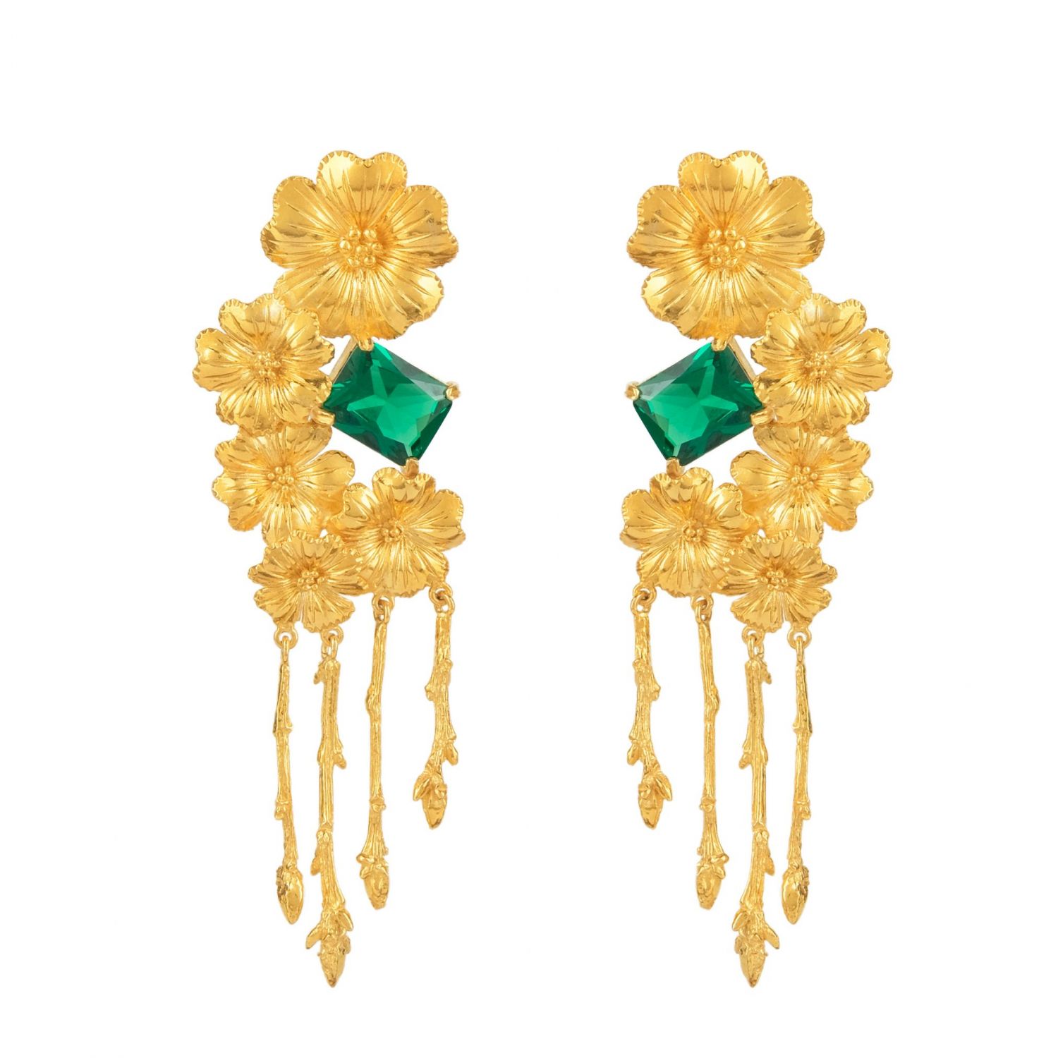 Earrings Amália Flower in Gold Plated Silver 