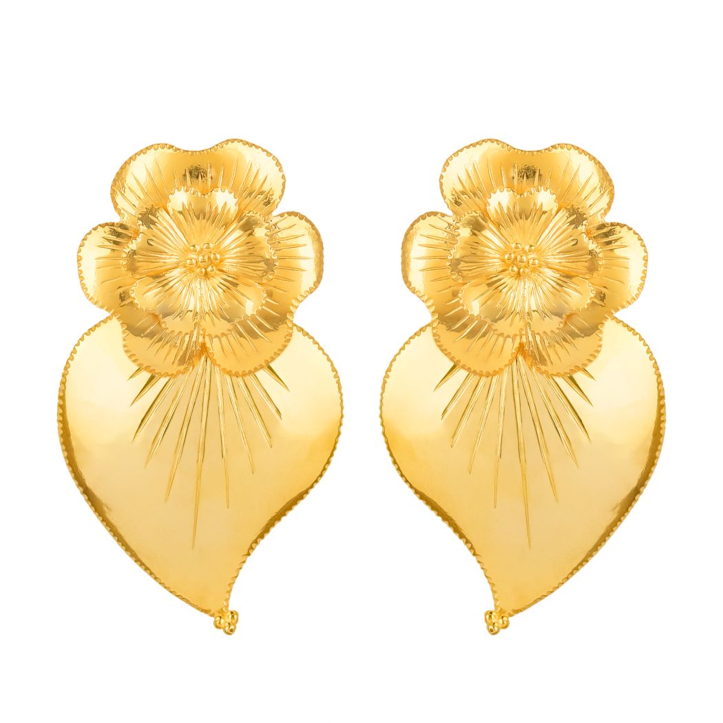 Earrings Heart of Amália in Gold Plated Silver 