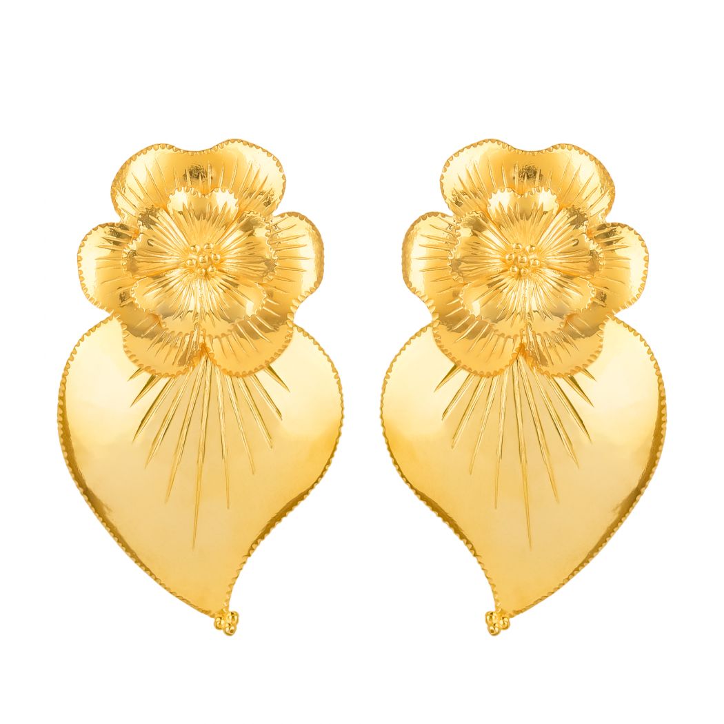 Earrings Heart of Amália in Gold Plated Silver