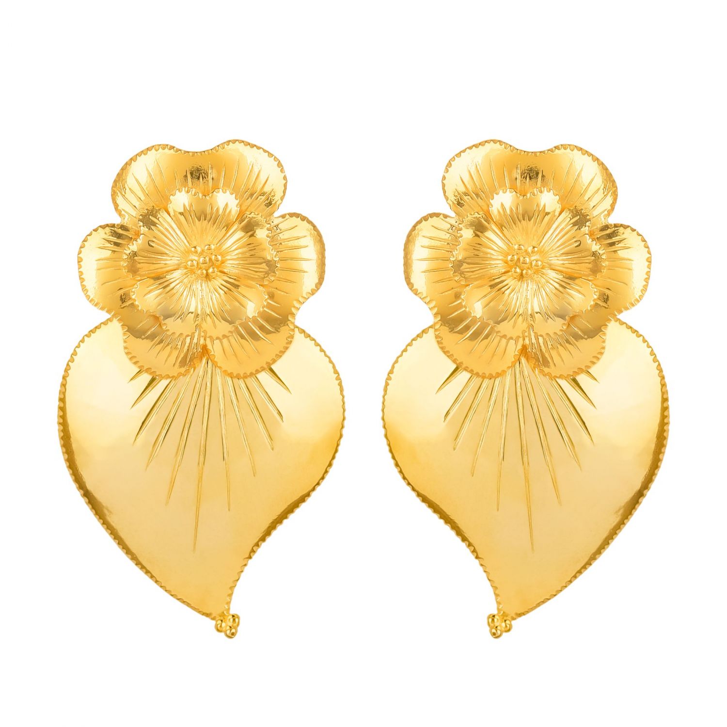 Earrings Heart of Amália in Gold Plated Silver 