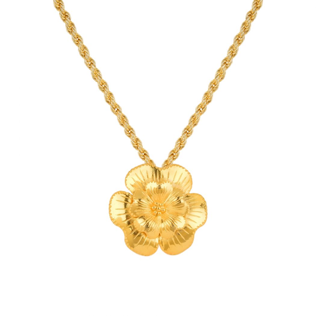 Necklace There Goes the Flower of Amália in Gold Plated Silver