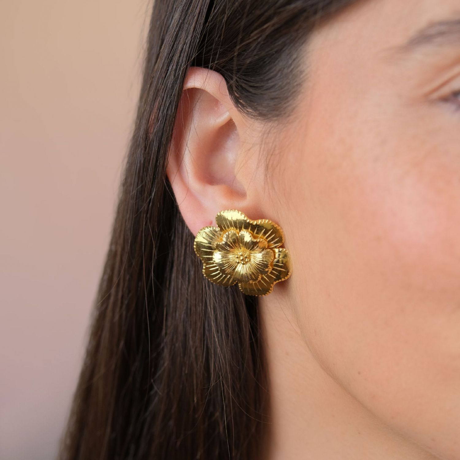 Earrings There Goes the Flower of Amália in Gold Plated Silver 