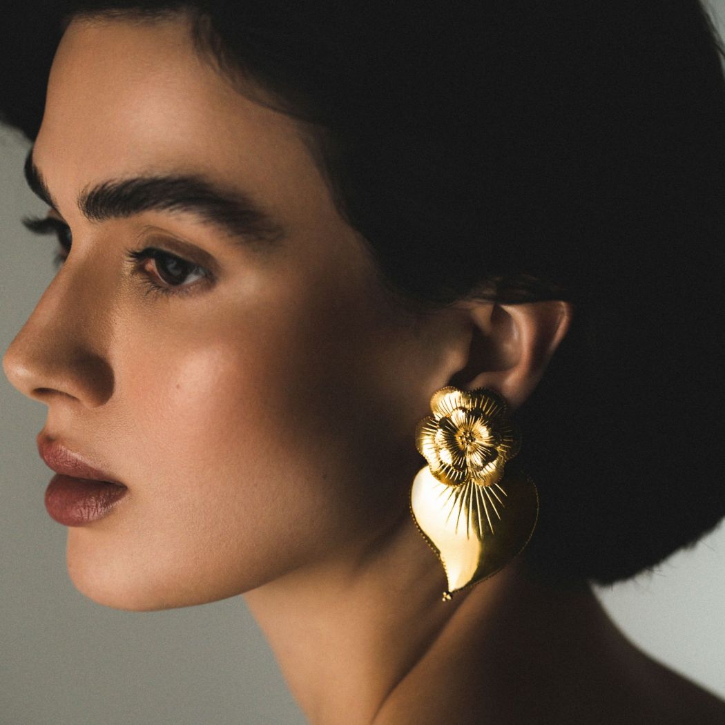 Earrings Heart of Amália in Gold Plated Silver