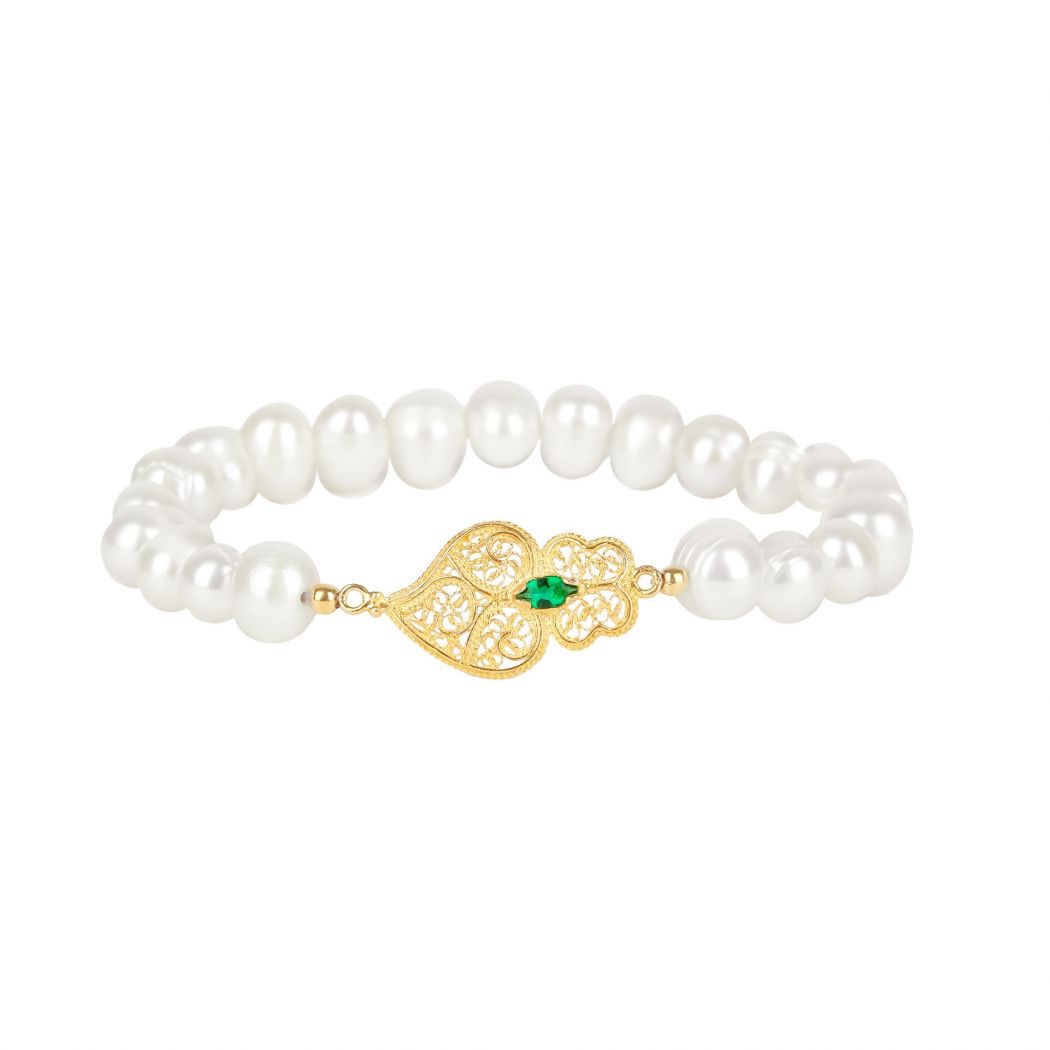 Bracelet Heart of Viana Green in Gold Plated Silver 