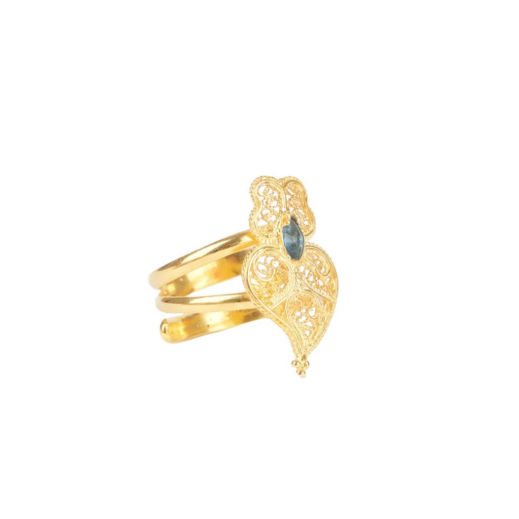 Ring Heart of Viana Blue in Gold Plated Silver 