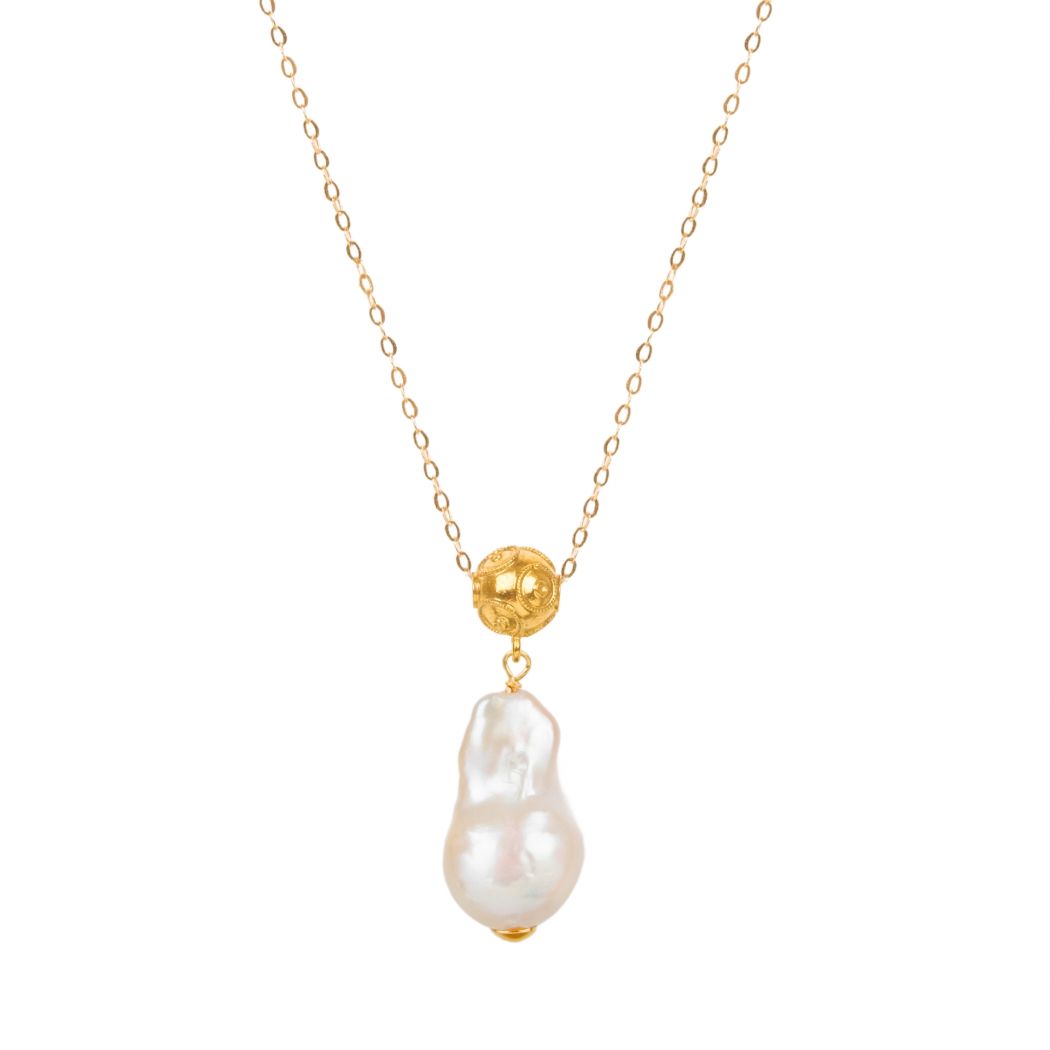 Necklace Viana's Conta in 19,2Kt Gold with Baroque Pearl 