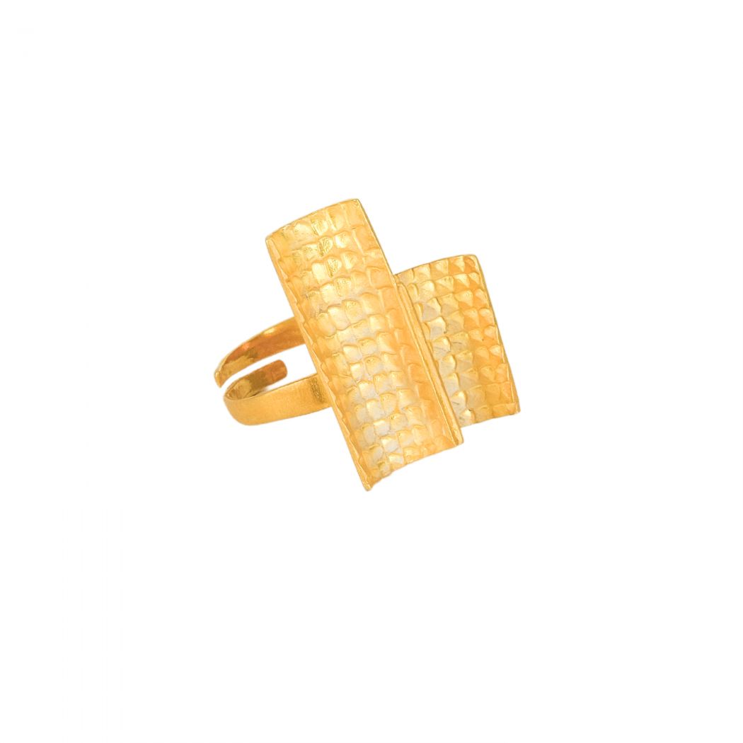 Anillo Engawa de Plata Bañada en Oro 